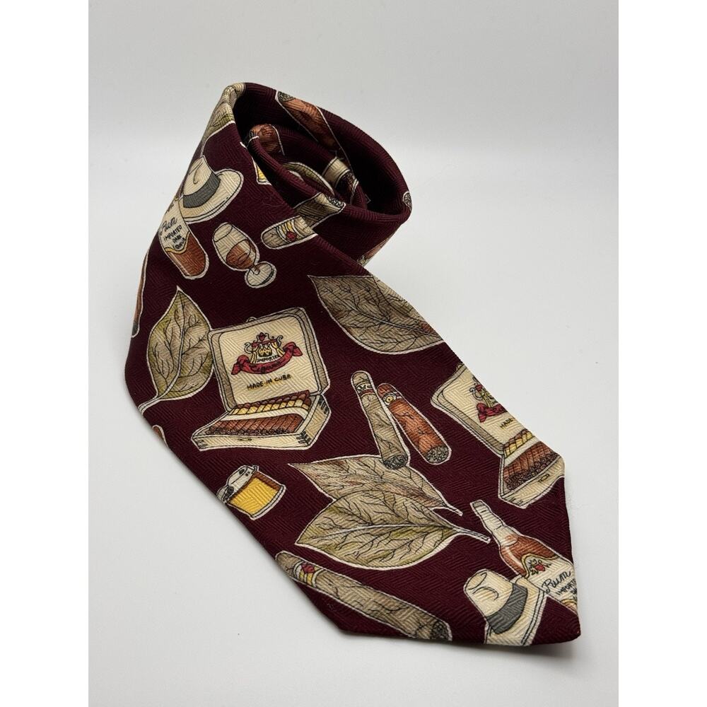 Novelties by Roffe Silk Tie Necktie Cigar Box Rum Cuba Novelty Made in USA